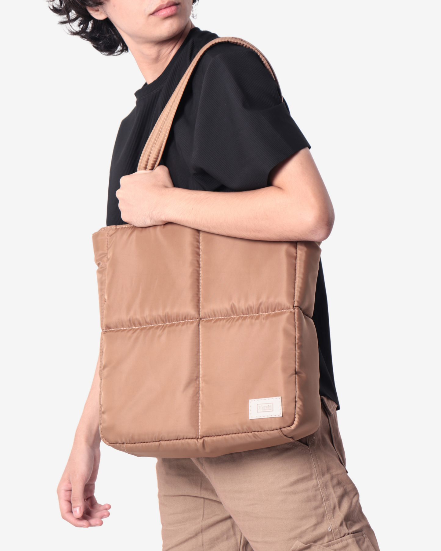 Versatile Tote Puffer Bag in Tan
