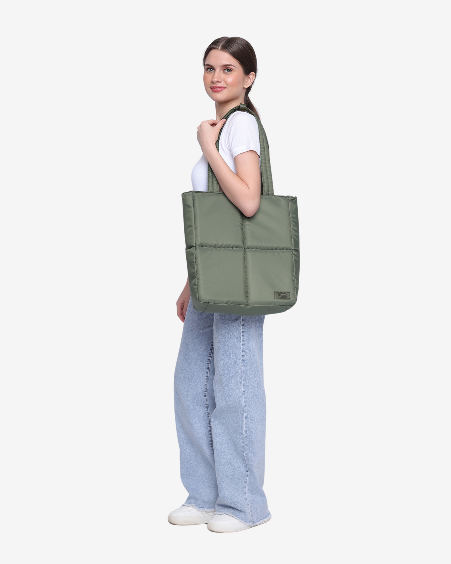 Versatile Tote Puffer Bag in Army Green - Limited Edition