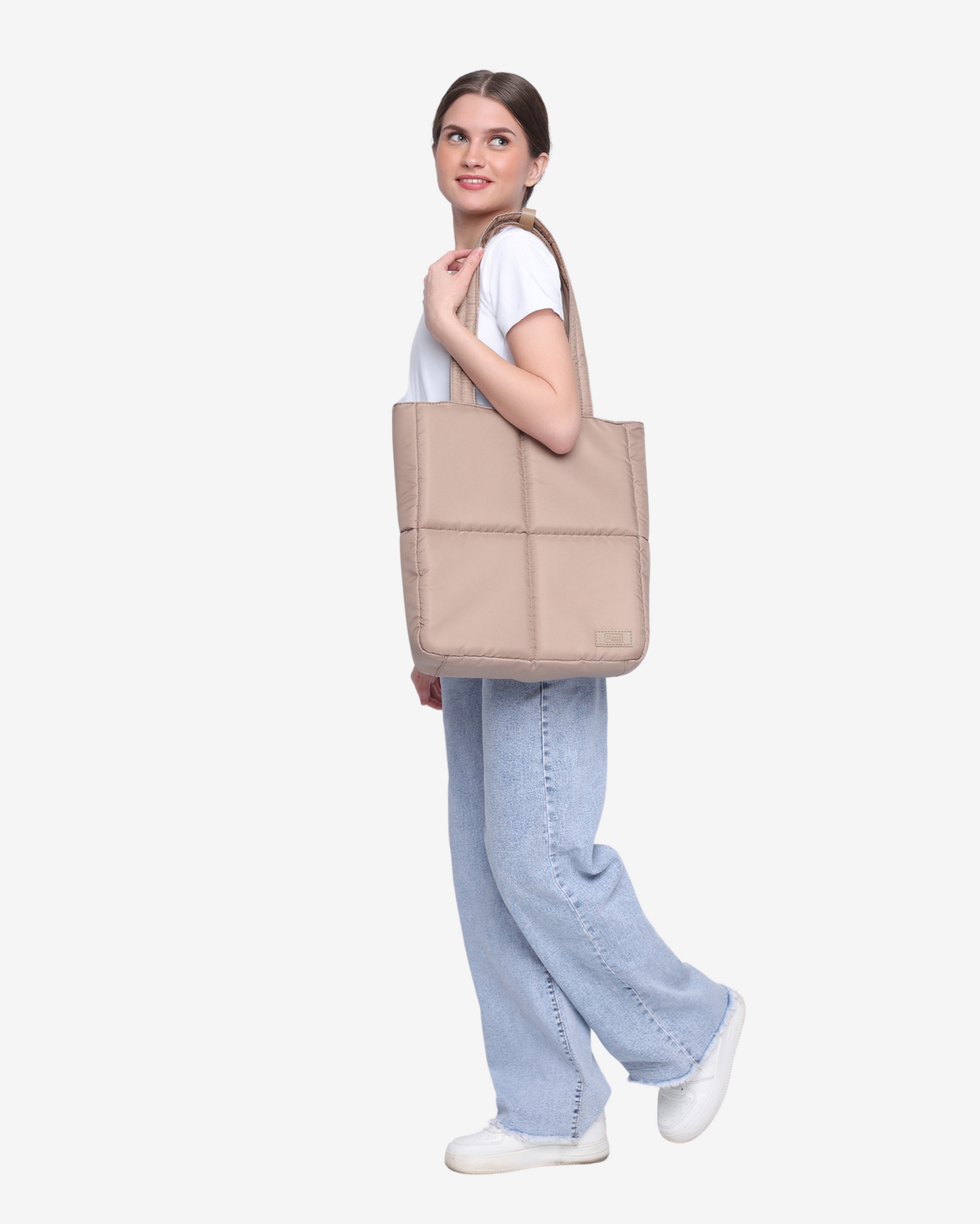 Versatile Tote Puffer Bag in Taupe - Limited Edition