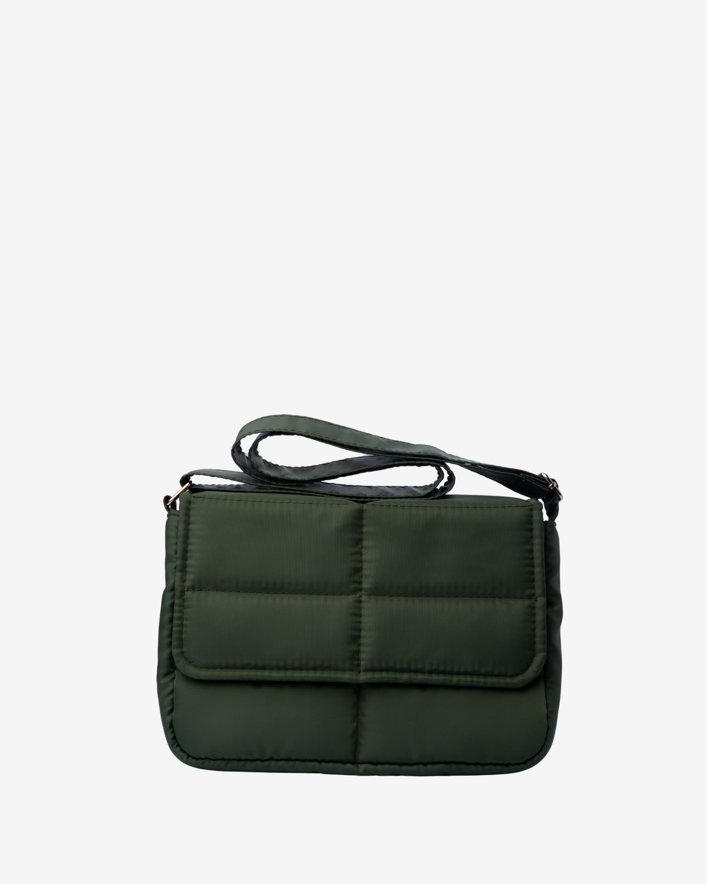 Sleek Puffer Sling Bag in Army Green