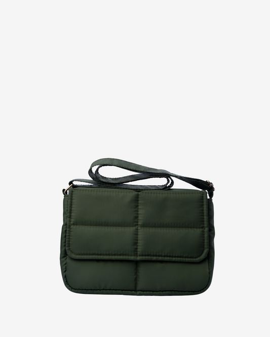 Sleek Puffer Sling Bag in Army Green