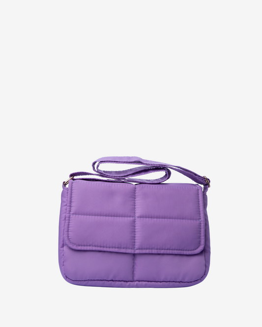 Sleek Puffer Sling Bag in Purple