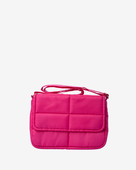 Sleek Puffer Sling Bag in Barbie Pink