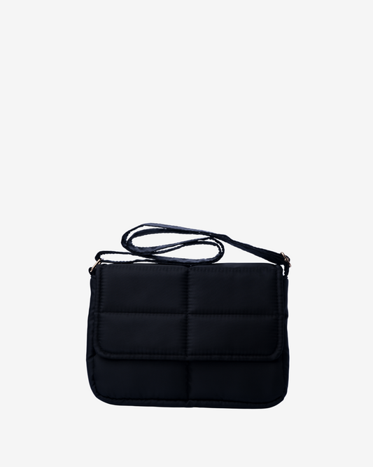 Sleek Puffer Sling Bag in Black