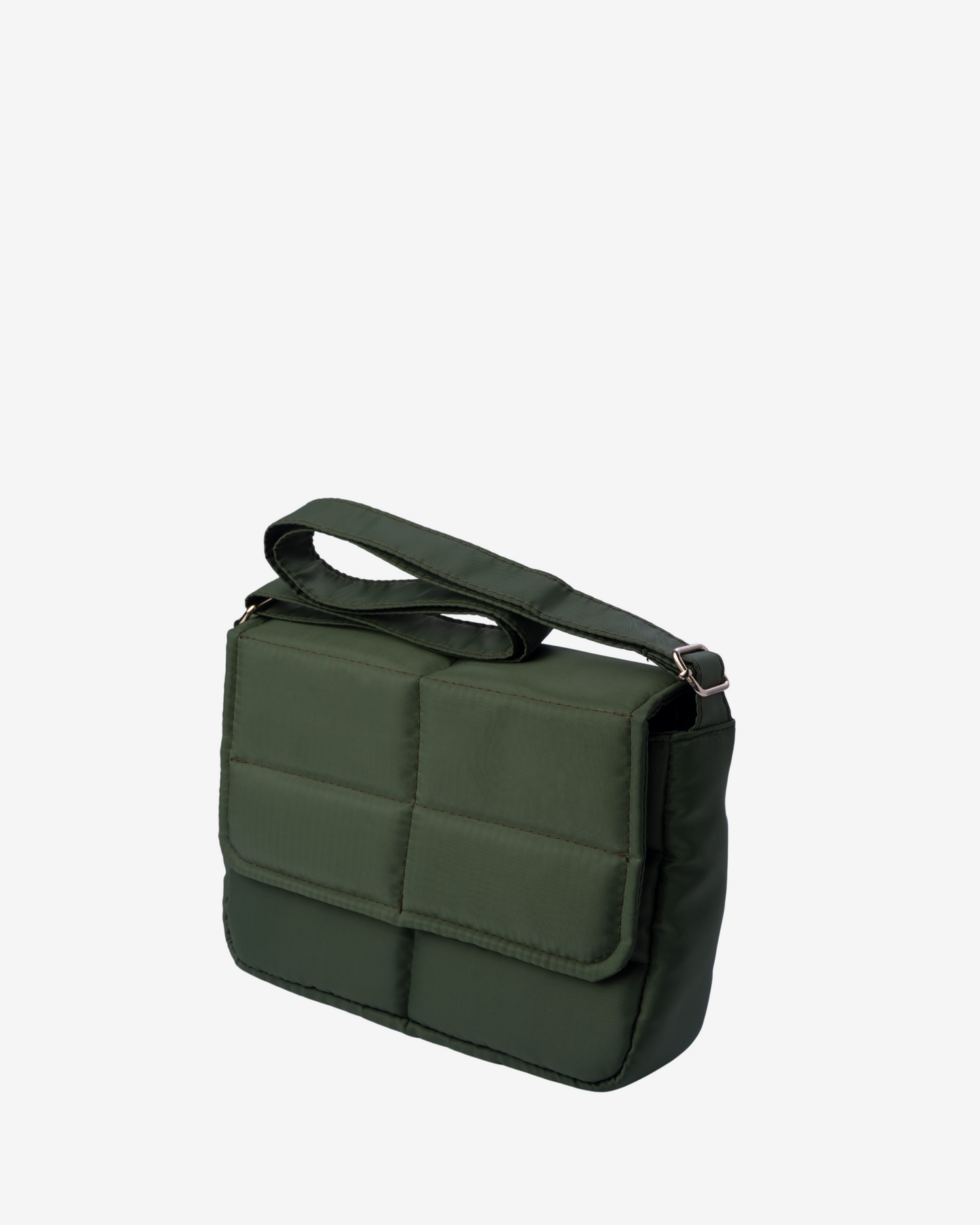 Sleek Puffer Sling Bag in Army Green