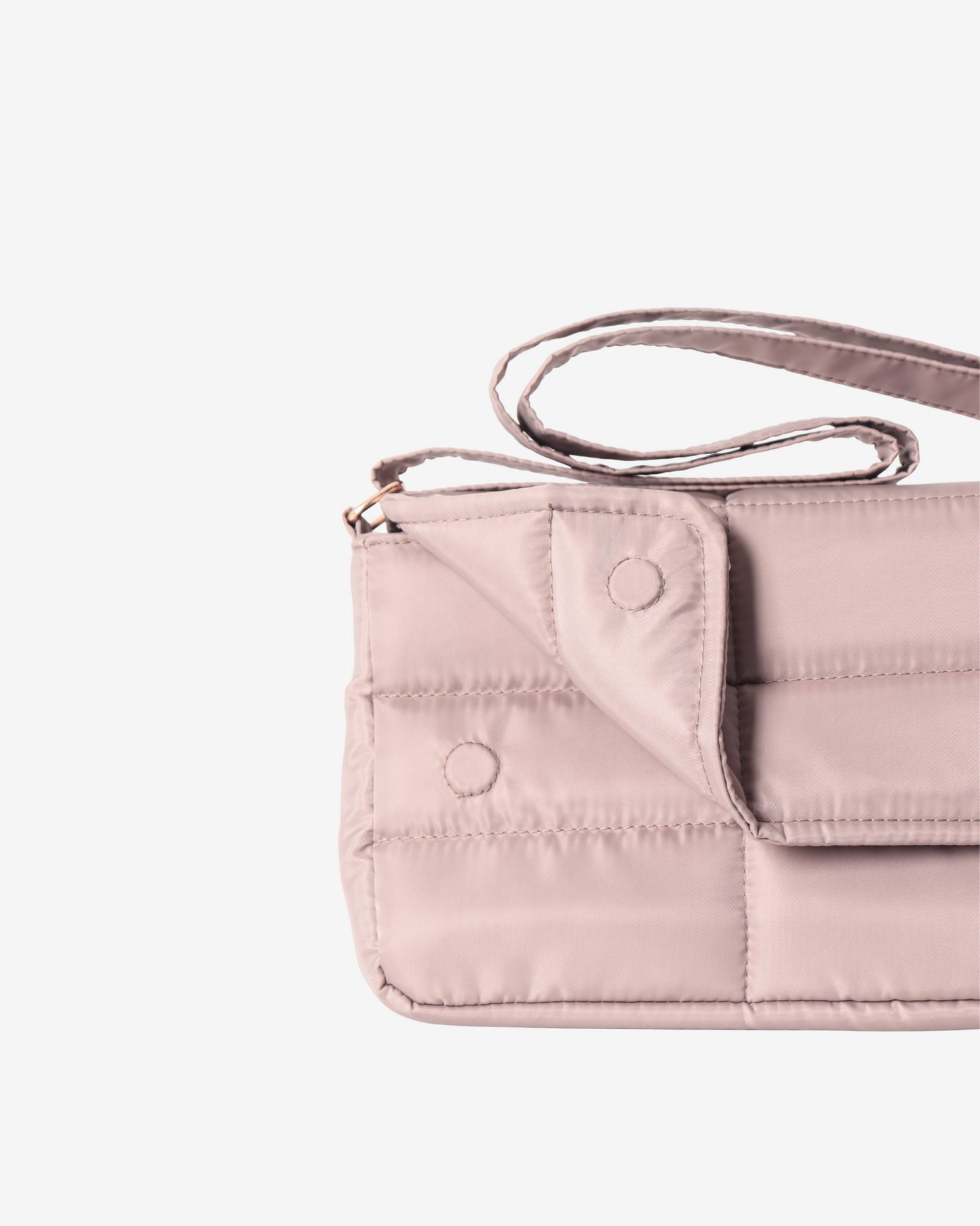 Sleek Puffer Sling Bag in Taupe