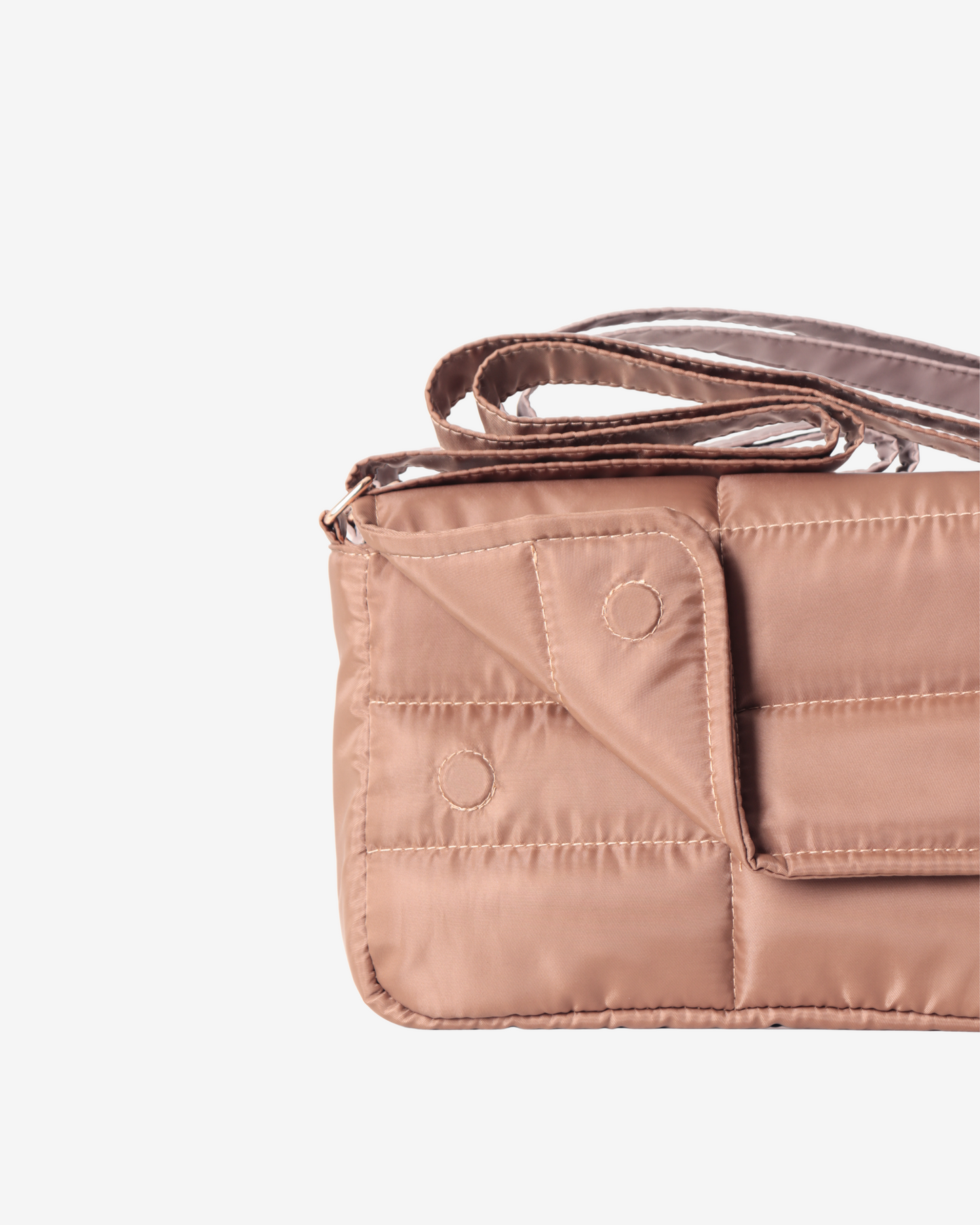 Sleek Puffer Sling Bag in Tan