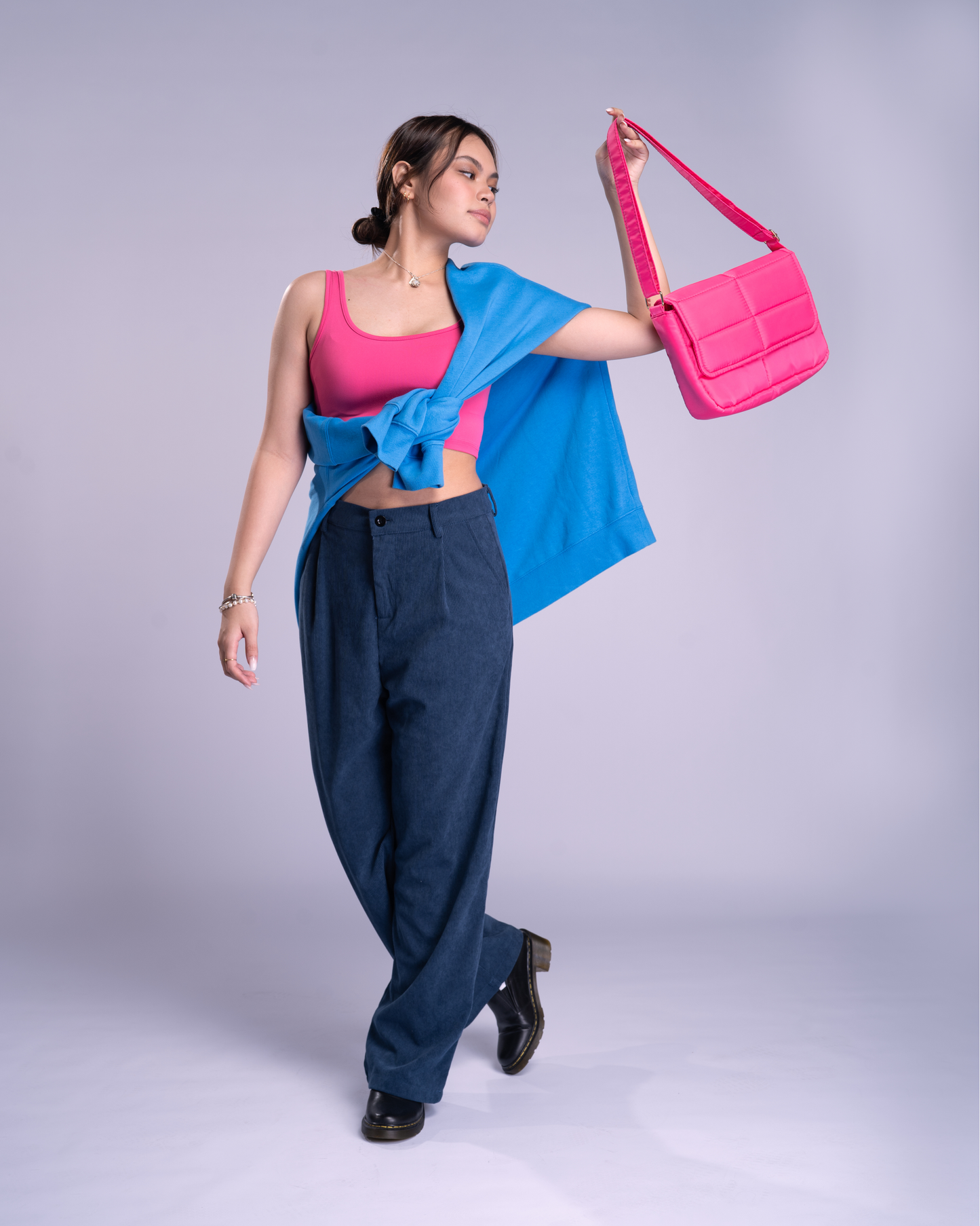 Sleek Puffer Sling Bag in Barbie Pink