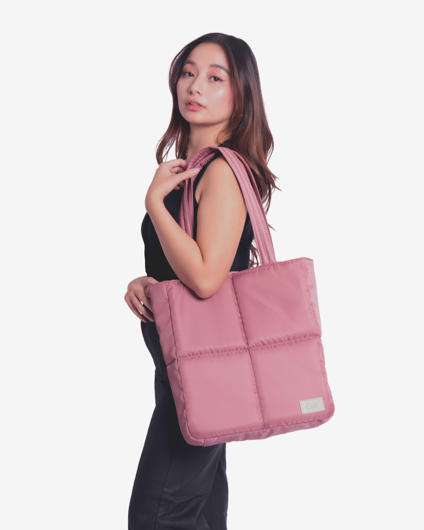 Versatile Tote Puffer Bag in Rose Gold