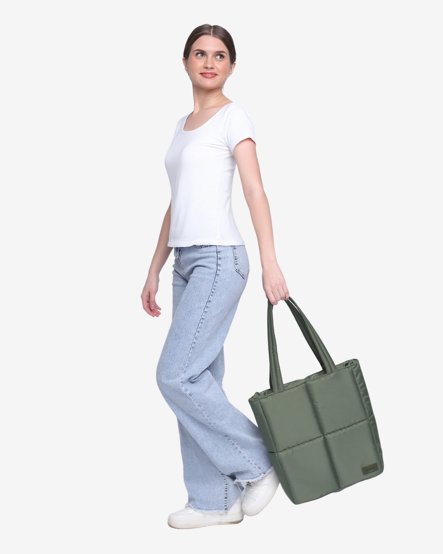 Versatile Tote Puffer Bag in Army Green - Limited Edition